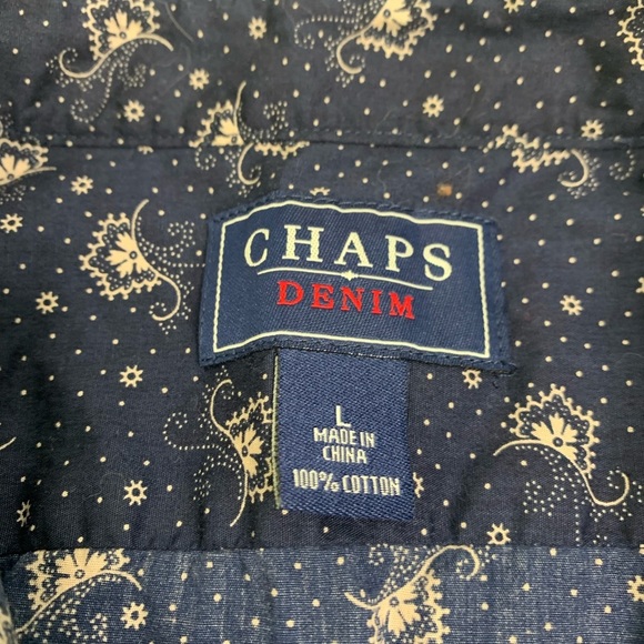 Champs Denim Women’s Ruffled Button Down Paisley Print Work Blouse Size Large - Picture 8 of 9